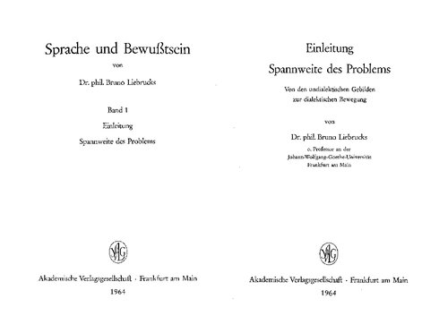 Sprache und Bewußtsein 1: Einleitung - Spannweite des Problems