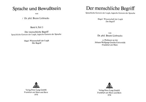 Sprache und Bewußtsein Band 6/3: Hegel - Begriffslogik