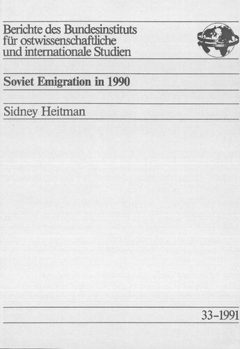 Soviet Emigration Since Gorbachev