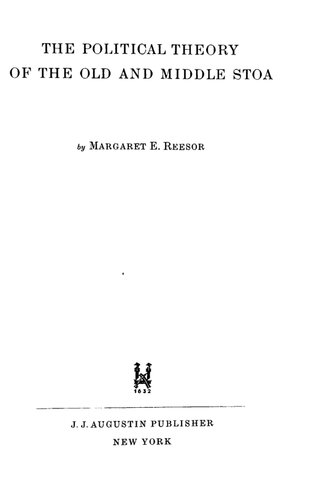 The Political Theory of the Old and Middle Stoa
