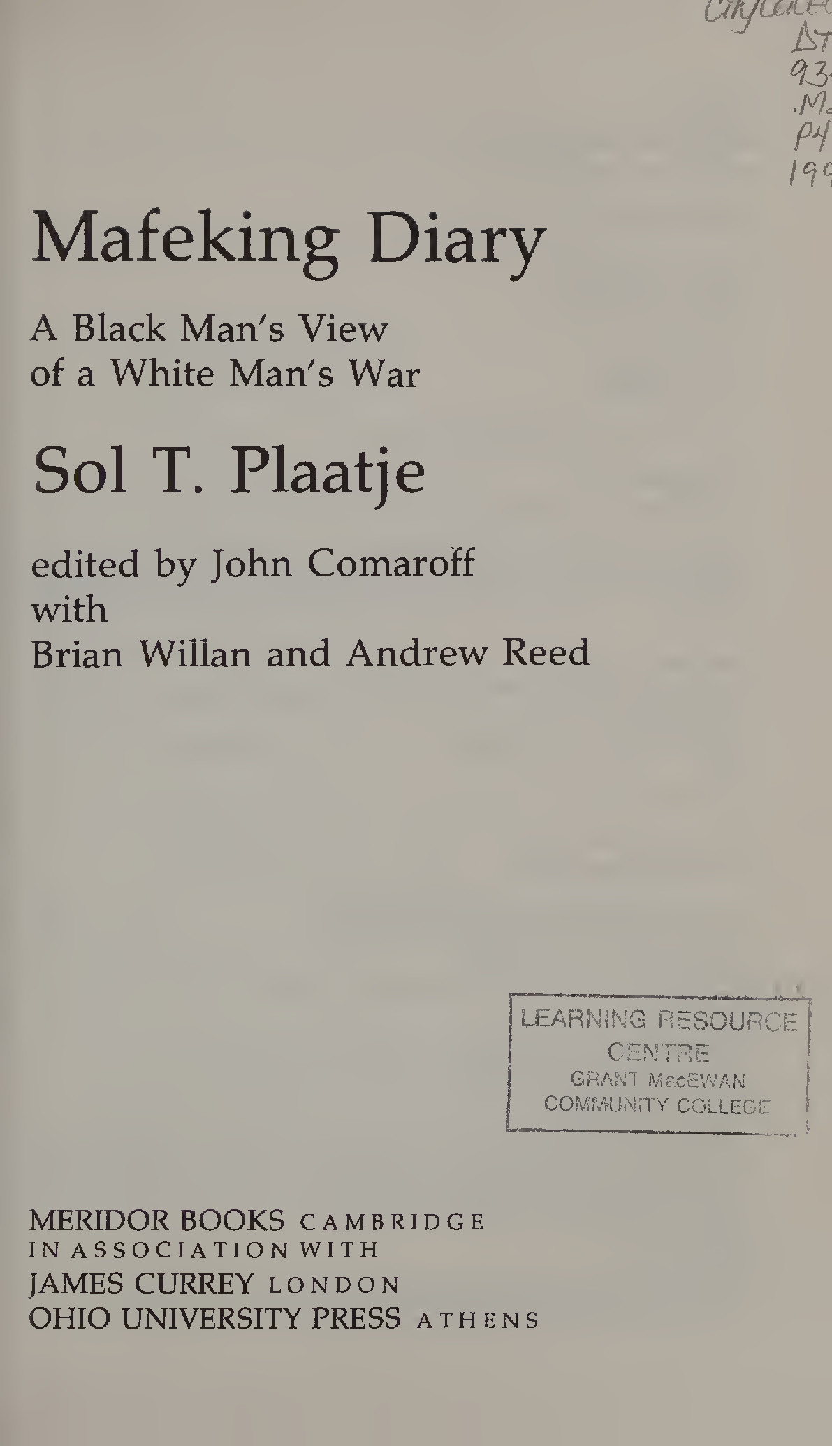 Mafeking Diary: A Black Man's View of a White Man's War
