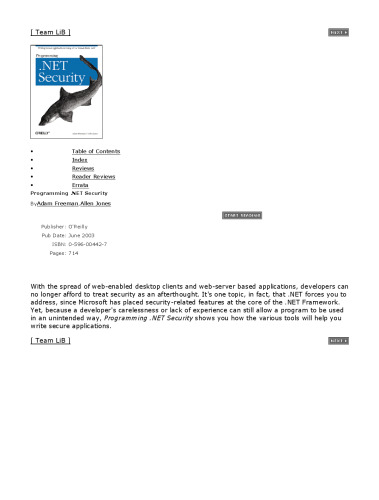 Programming .Net Security