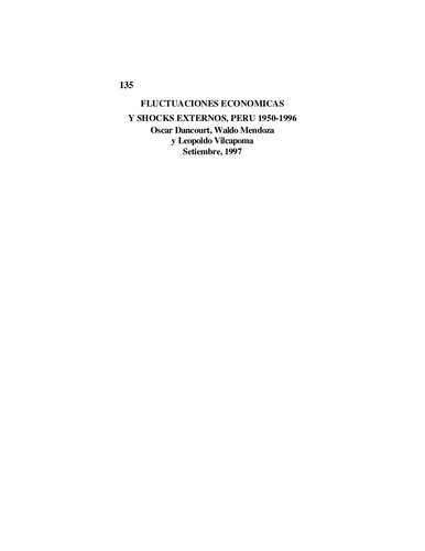 Fluctuaciones económicos y shocks externos, Perú 1950-1996