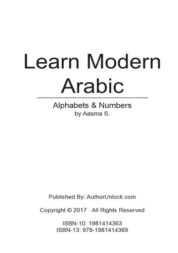 Learn Modern Arabic Alphabets & Numbers