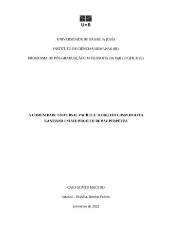 A comunidade universal pacífica: o direito cosmopolita kantiano em seu projeto de paz perpétua