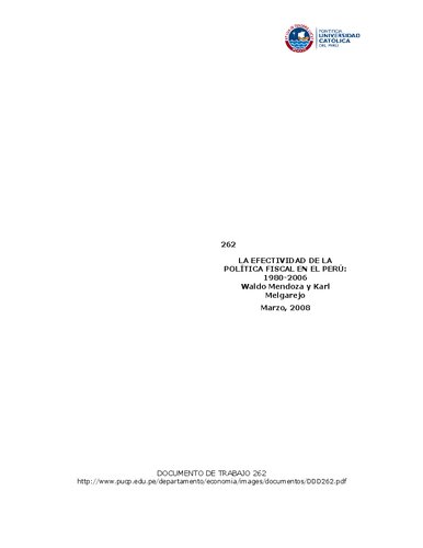 LA EFECTIVIDAD DE LA POLÍTICA FISCAL EN EL PERÚ: 1980-2006