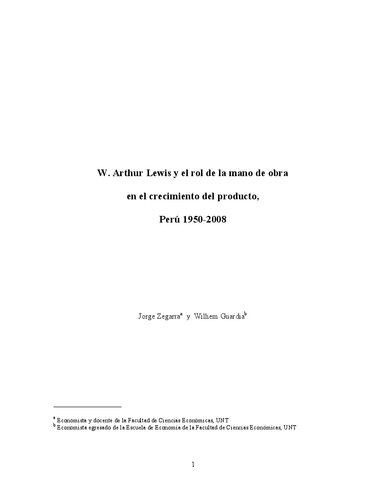 W. Arthur Lewis y el rol de la mano de obra en el crecimiento del producto, Perú 1950-2008