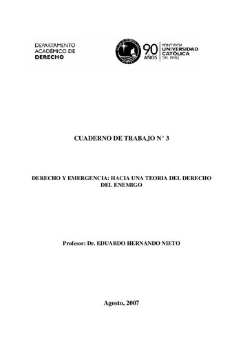 Derecho y emergencia: hacia una teoría del derecho del enemigo