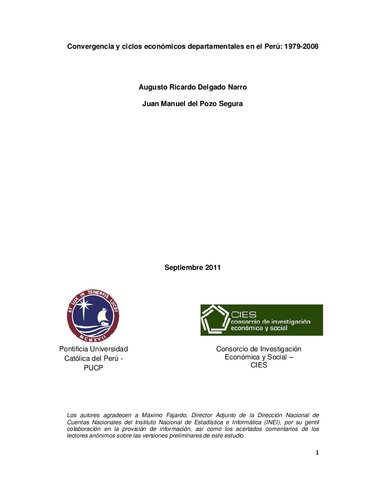 Convergencia y ciclos económicos departamentales en el Perú: 1979-2008