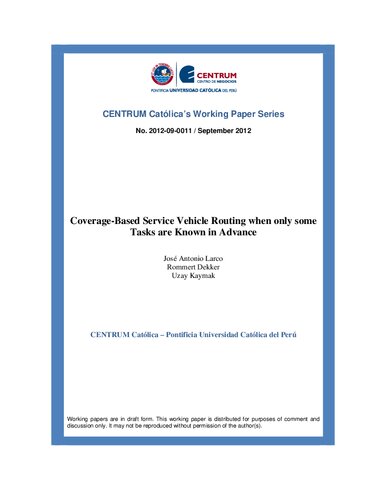 Coverage-Based Service Vehicle Routing when only some Tasks are Known in Advance