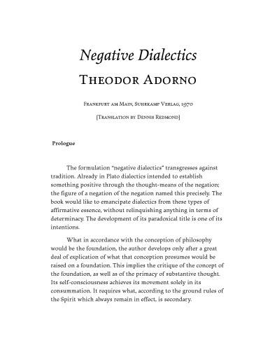 Negative Dialectics
