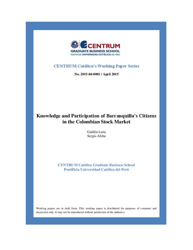 Knowledge and Participation of Barranquilla’s Citizens in the Colombian Stock Market