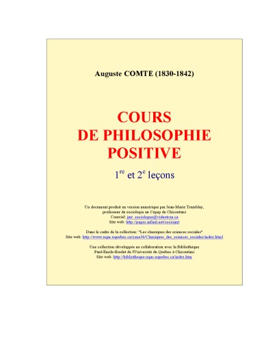 Cours De Philosophie Positive I Et Ii