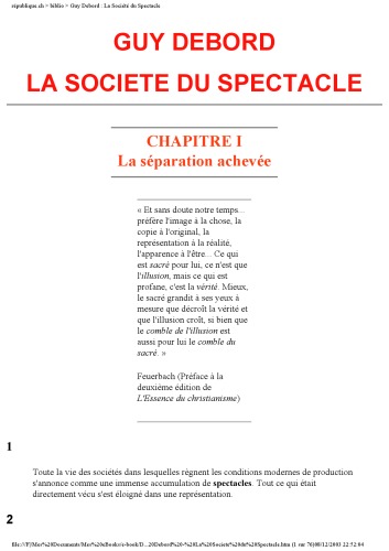La Societe du Spectacle (république)