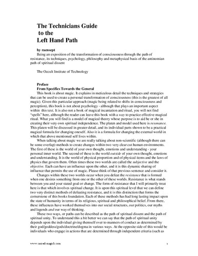 The Technicians Guide to the Left Hand Path