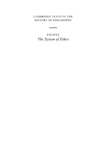 Fichte: The System of Ethics