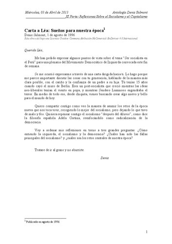 Carta a Léa: Sueños para nuestra época