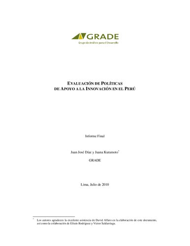 EVALUACIÓN DE POLÍTICAS DE APOYO A LA INNOVACIÓN EN EL PERÚ