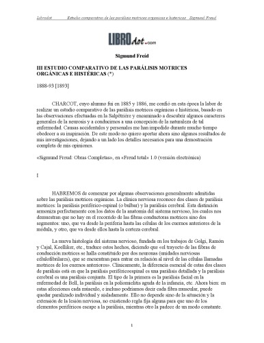 Estudio comparativo de las paralisis motrices organicas e histericas