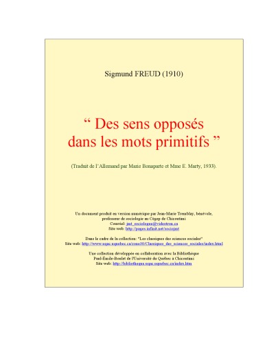 Des sens opposes dans les mots primitifs