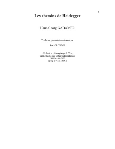 Les chemins de Heidegger