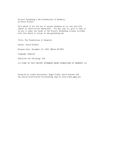 Foundations of Geometry