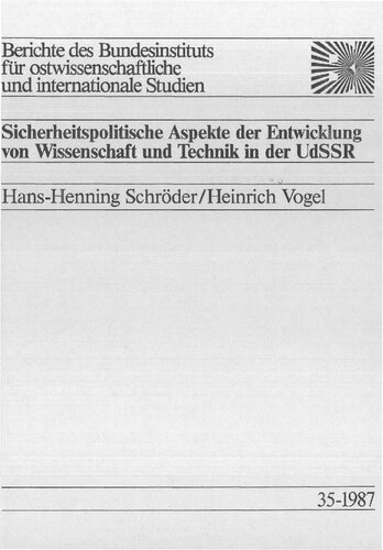 Sicherheitspolitische Aspekte der Entwicklung von Wissenschaft und Technik in der UdSSR