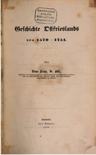 Geschichte Ostfieslands von 1570-1751