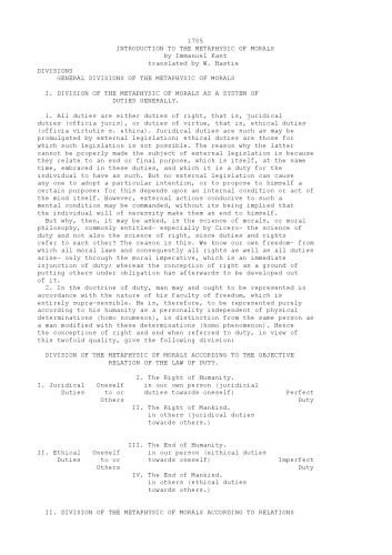 Introduction to the Metaphysics of Morals