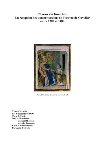Chacun son Guesclin : La réception des quatre versions de l’oeuvre de Cuvelier entre 1380 et 1480