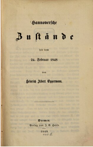 Hannoversche Zustände seit dem 24. Februar 1848