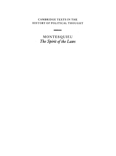 Montesquieu: The Spirit of the Laws