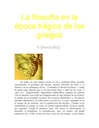 La filosofîa en la época tràgica de
