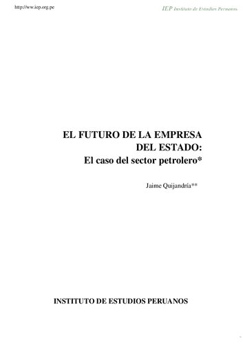 El futuro de la empresa del Estado: el caso del sector petrolero (Petroperú)