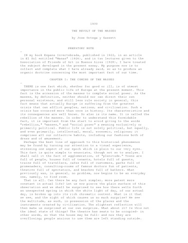 The Revolt of the Masses