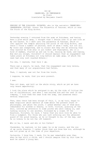 Charmides, or Temperance