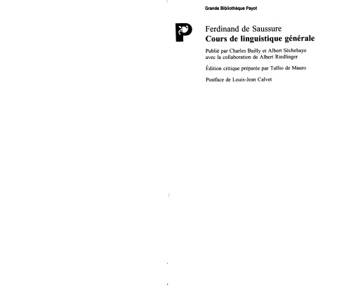 Cours de linguistique generale