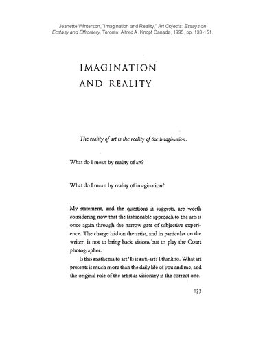 Imagination and Reality