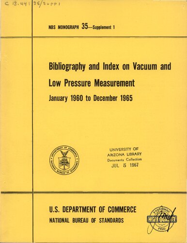 Bibliography and Index on Vacuum and Low Pressure Measurement () [W. G. Brombacher]