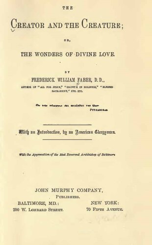 Creator and Creature or, Wonders of Divine Love