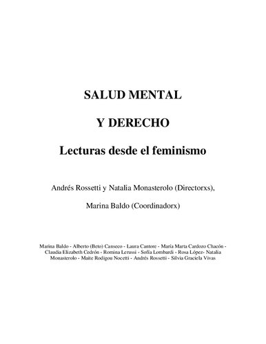 Salud Mental y Derecho. Lecturas desde el feminismo