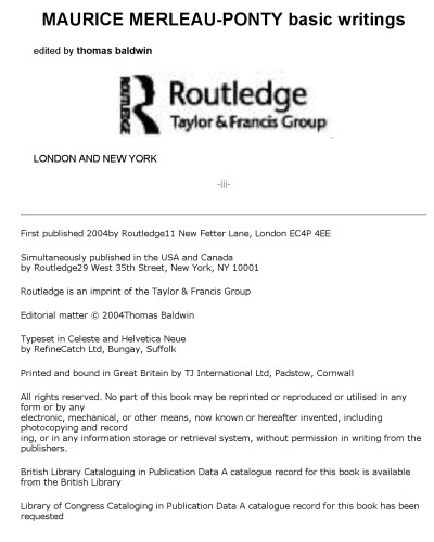 Maurice Merleau-Ponty: Basic Writings
