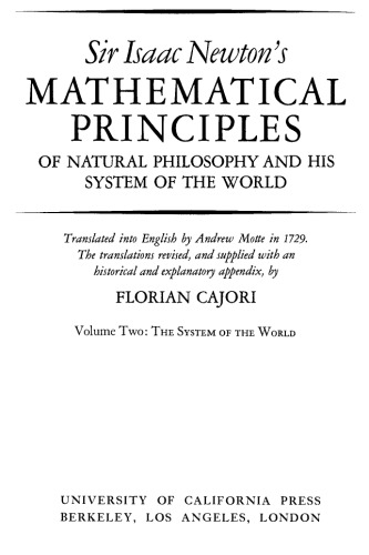 Principia: Vol. II: The System of the World