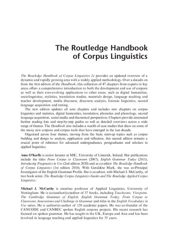 The Routledge Handbook of Corpus Linguistics