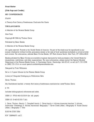 My Confederate Kinfolk: A Twenty-First Century Freedwoman Confronts Her Roots