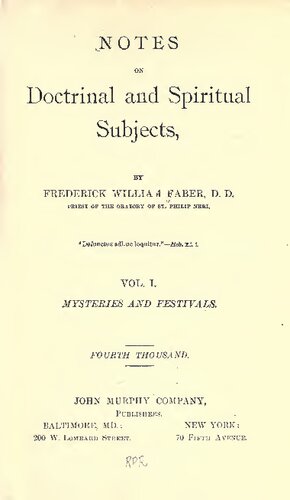 Notes on Doctrinal and Spiritual Subjects, Vol 1