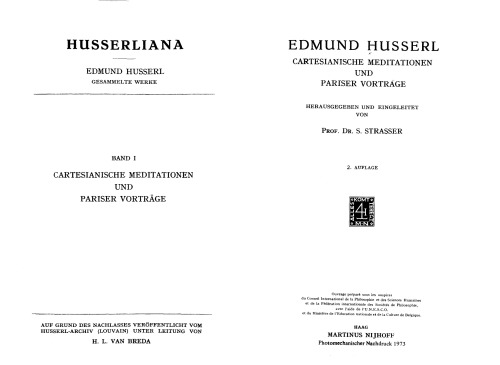 Cartesianische Meditationen und Pariser Vorträge