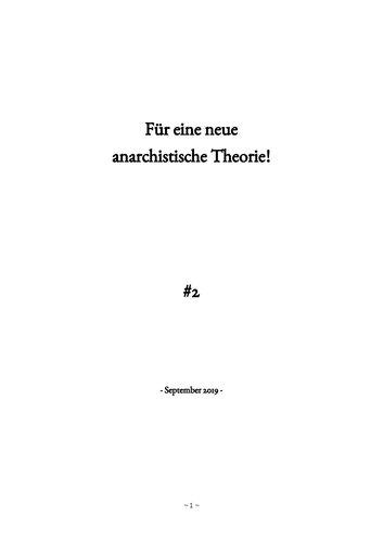 Für eine neue anarchistische Theorie!