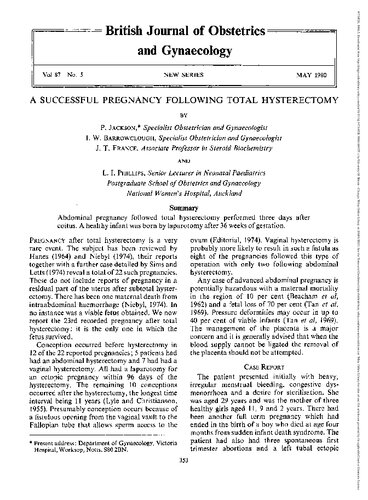 A successful pregnancy following total hysterectomy