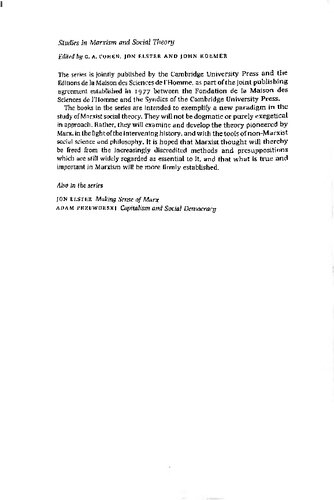 Analytical Marxism (Studies in Marxism and Social Theory)